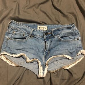 Denim Lace Short Shorts